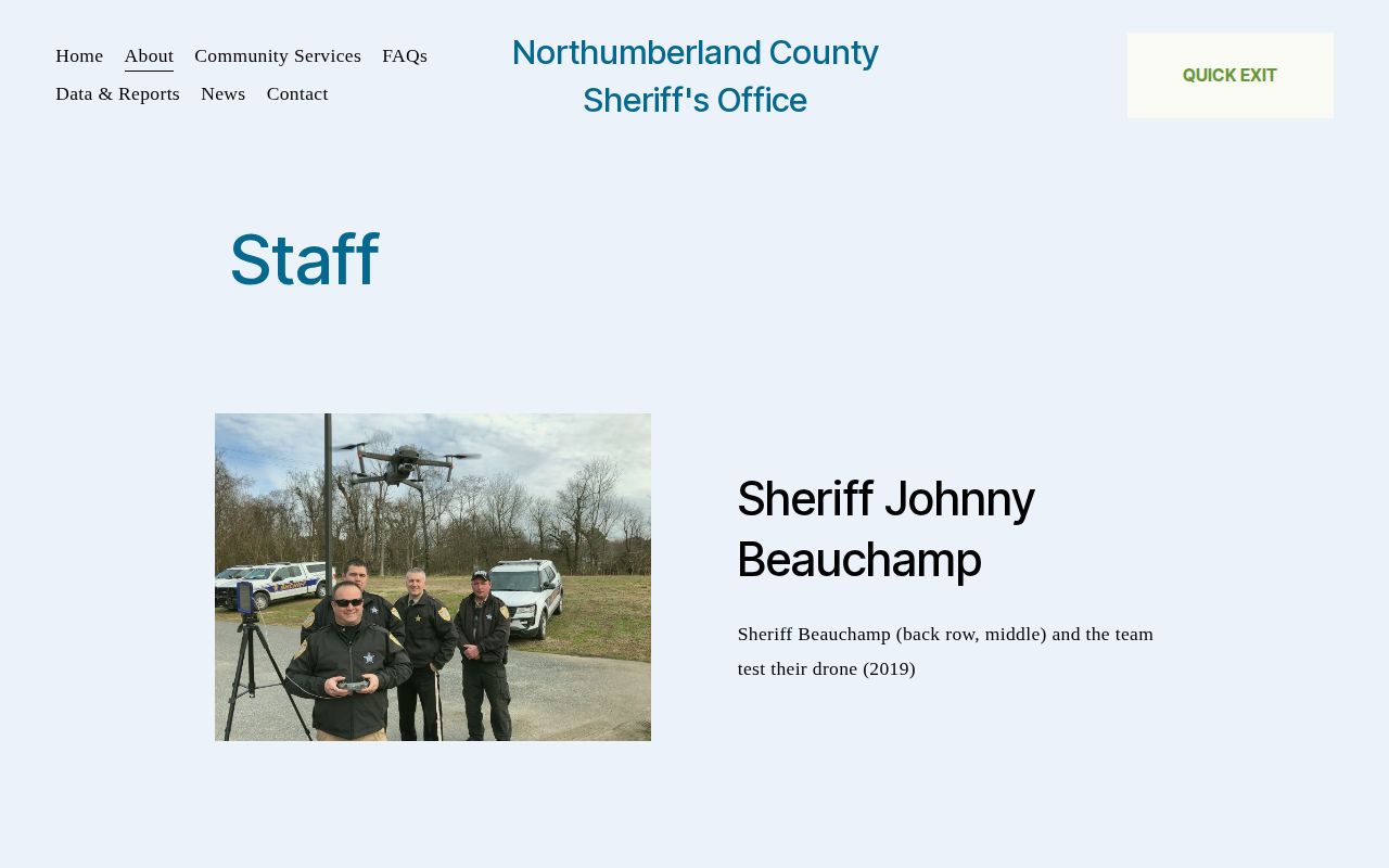 Northumberland County Sheriff's Office staff and FOIA records contacts