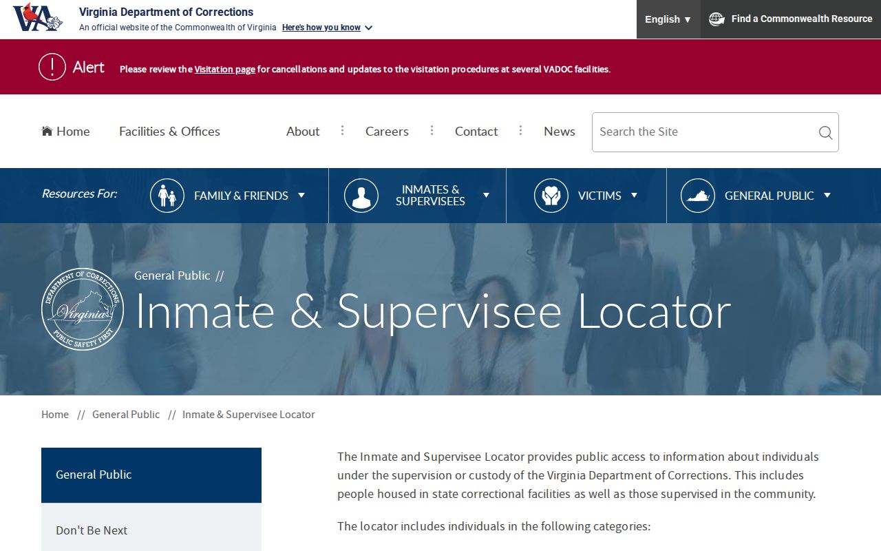 Northumberland County VADOC released inmate and supervisee lookup