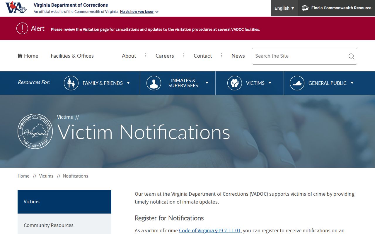 VADOC state release notification and VINE to NAAVI handoff