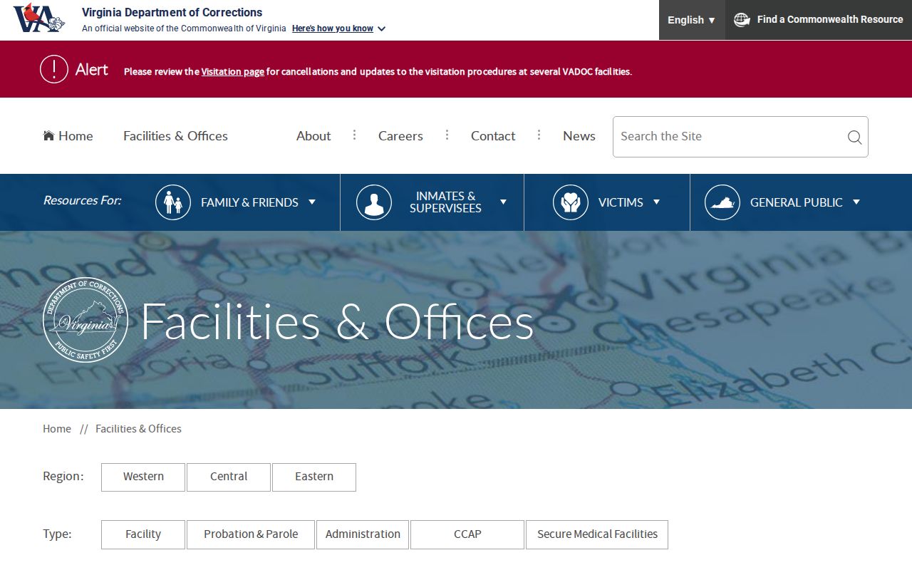 Northumberland County post-release supervision office at VADOC District 33